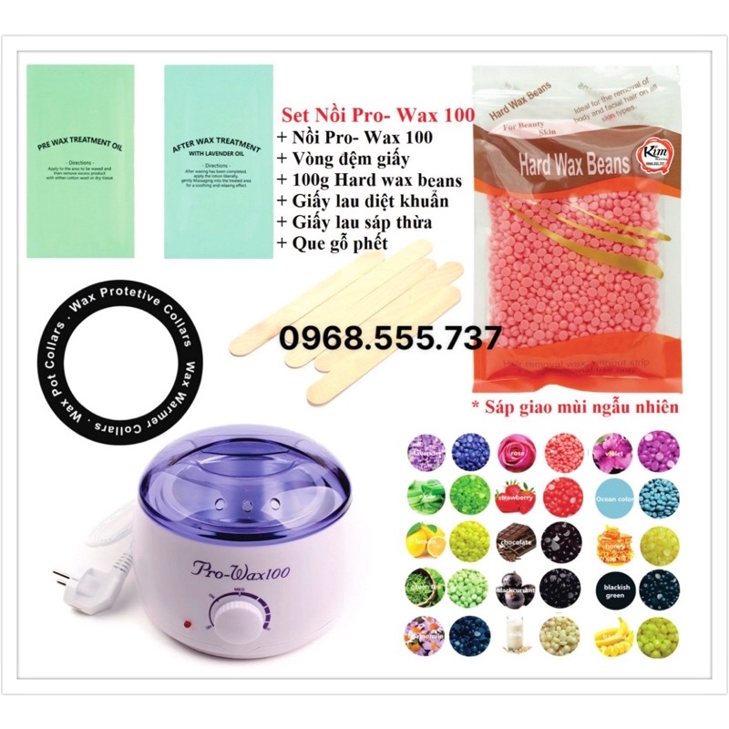  Nồi nấu sáp wax Pro 100 kèm 100g sáp hard wax beans full 6