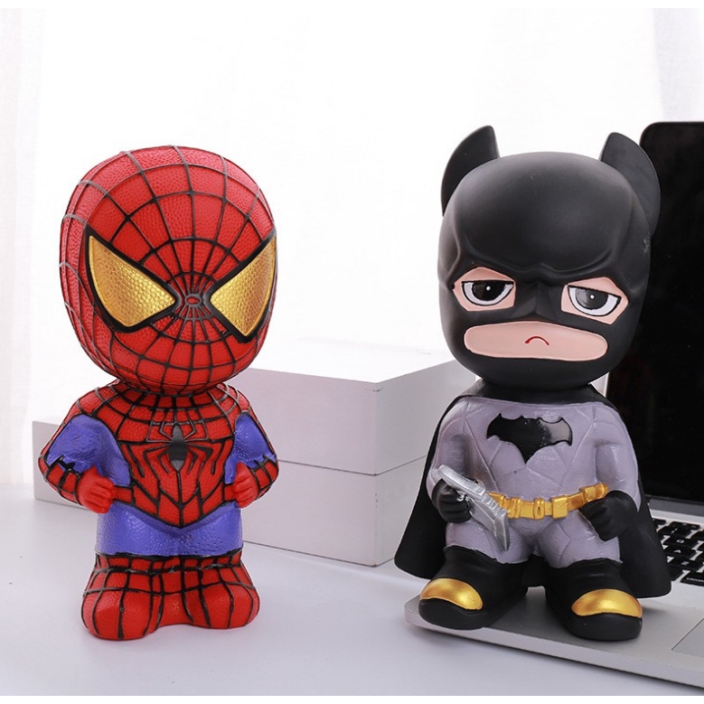 Mô hình đồ chơi dùng tiết kiệm tiền tạo hình Spiderman Batman xinh xắn