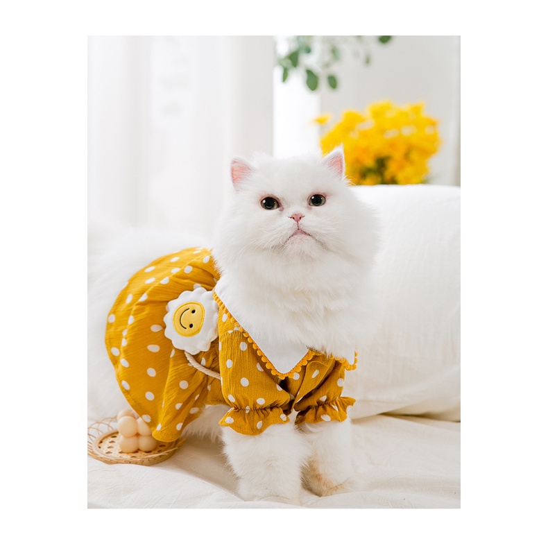 váy đầm tiểu thư chấm bi cho chó mèo