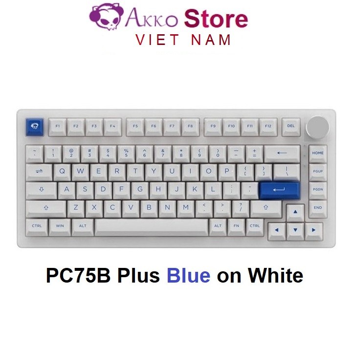 Bàn phím AKKO PC75B Plus Blue on White (Bluetooth 5.0 / Wireless 2.4Ghz / Hotswap / Foam tiêu âm / AKKO CS Jelly switch)