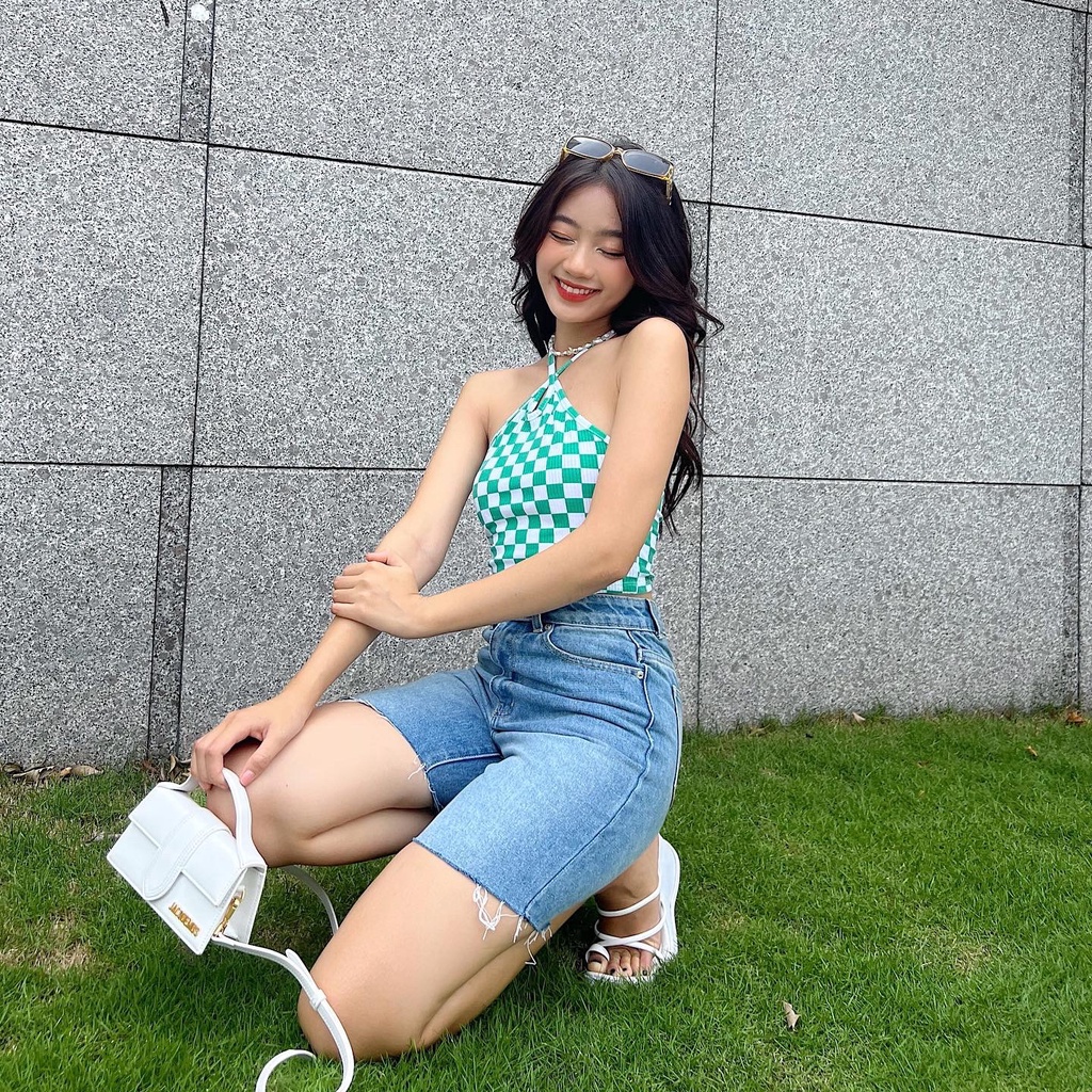 Áo croptop nữ body TOPTIFY kiểu áo ống khoét ngực cột dây yếm Over The Clouds Top AC30