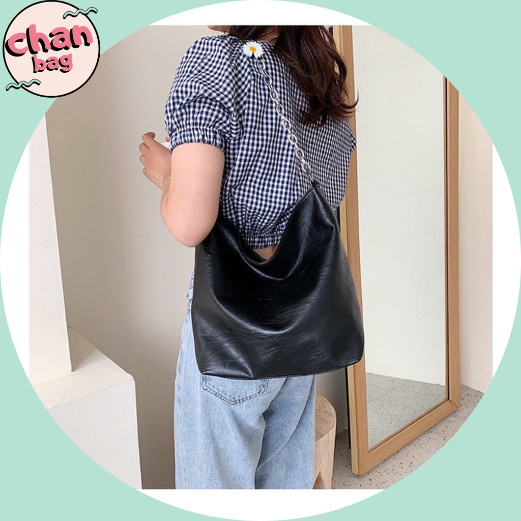 Túi Tote Trơn Hoa Cúc Hai Màu Hottrend, Túi Xách Công Sở Cầm Tay Đeo Chéo Phối Dây Xích Mẫu Mới Nhất - Chan Bag CB341