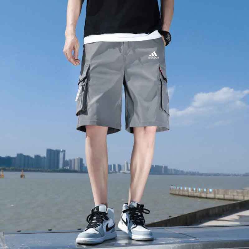 Quần Short Jogger Màu Đen Phối Nhiều Túi Phong Cách Hip Hop Cá Tính Cho Nam