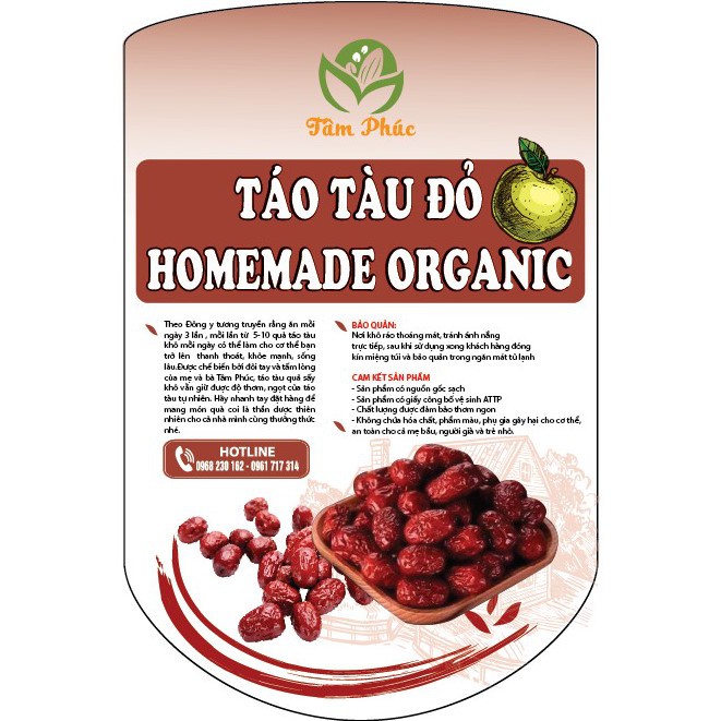 Táo Tàu Đỏ Homemade Organic Gần gũi cuộc sống, món ăn nhẹ bổ dưỡng.Mứt Táo Tàu Sấy Lạnh Giữ Vị Chuẩn Nguyên Chất (150gr)