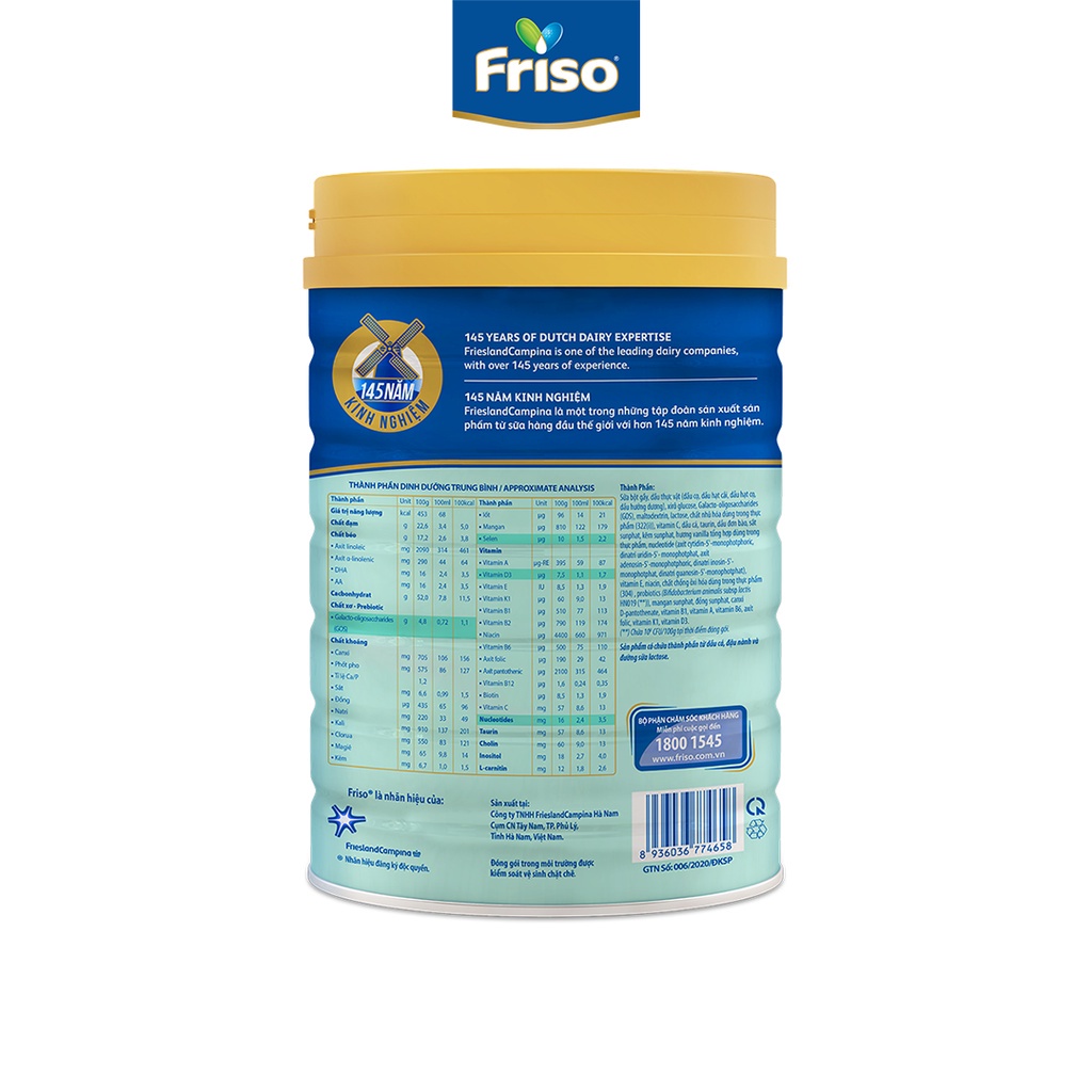 [HSD T2-2024] [Mẫu Mới] Sữa Bột Friso Gold 4 Hộp 850g