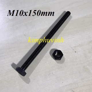 05 bộ - 10x150mm bulong thép đen - bulon đen 8.8