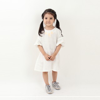 [NỘI ĐỊA HÀN QUỐC] Váy Đầm Bé Gái Tay Lỡ (Màu trắng) - NEWKIZ