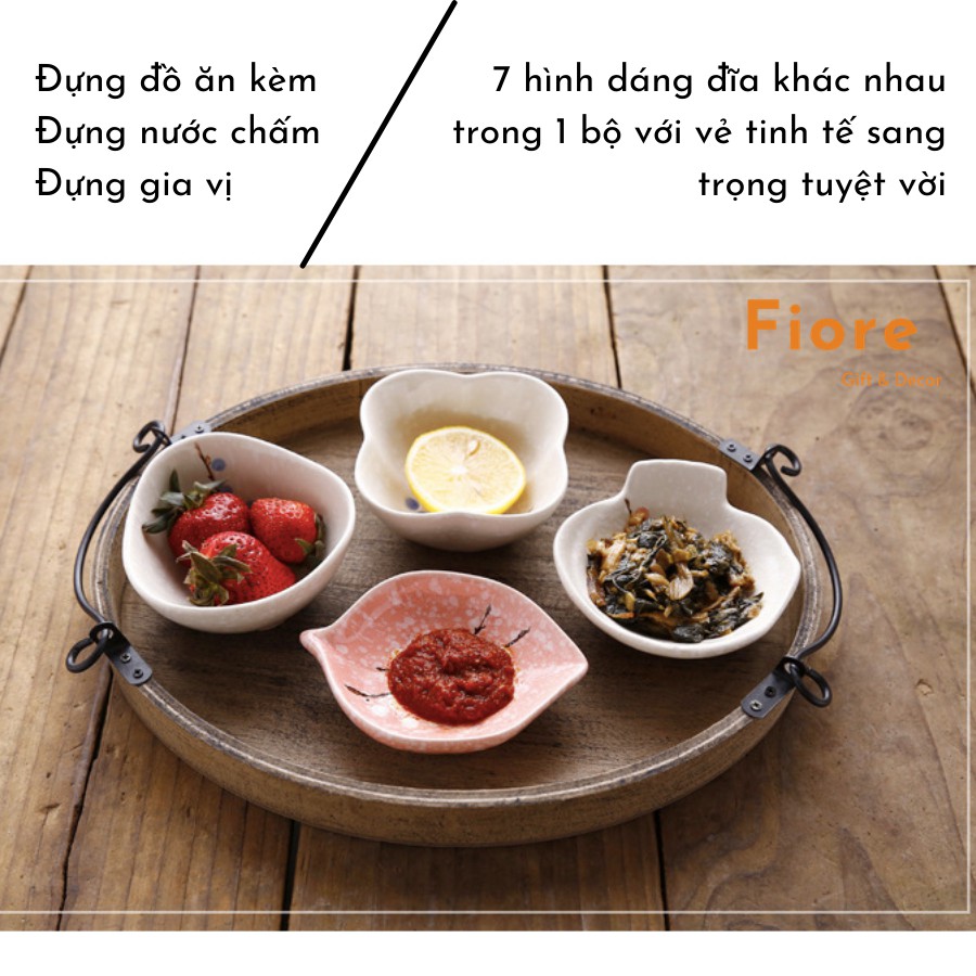 Bộ 7 đĩa gia vị - có hộp đựng đẹp - bát gia vị phong cách Nhật với nhiều màu xinh xắn