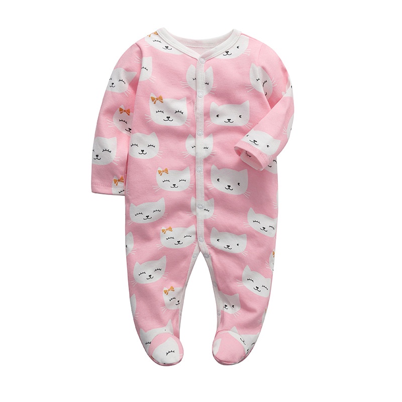 Bộ đồ ngủ liền thân ttkaababy áo dài tay bằng vải cotton dành cho trẻ em sơ sinh