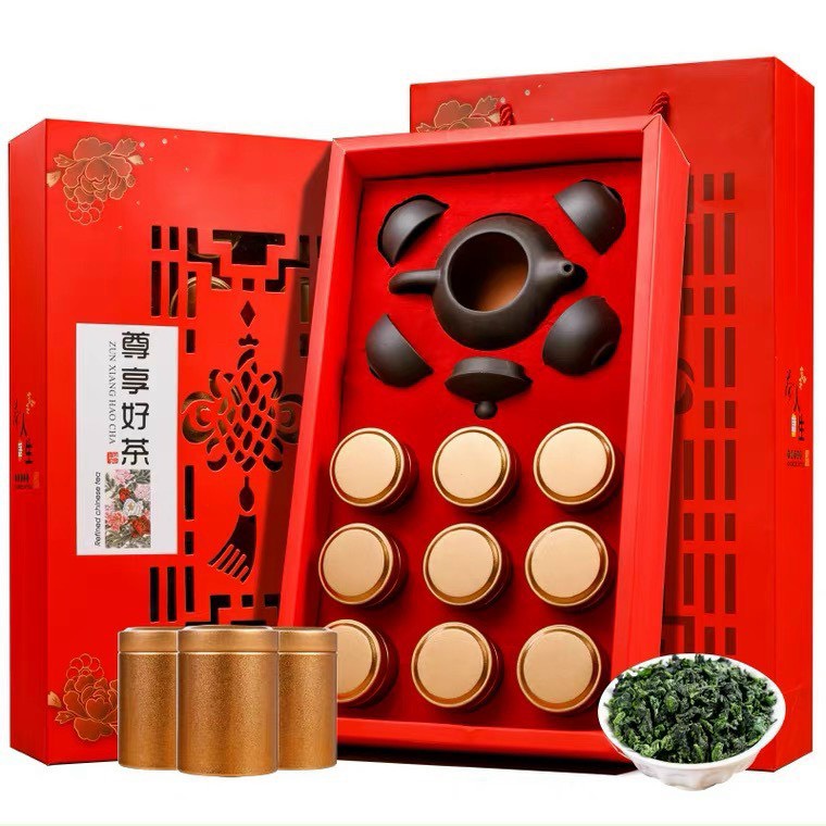 Bộ trà thiết quan âm có ấm tách hộp đỏ cao cấp dùng làm quà tặng hoặc biếu đối tác rất hợp lí
