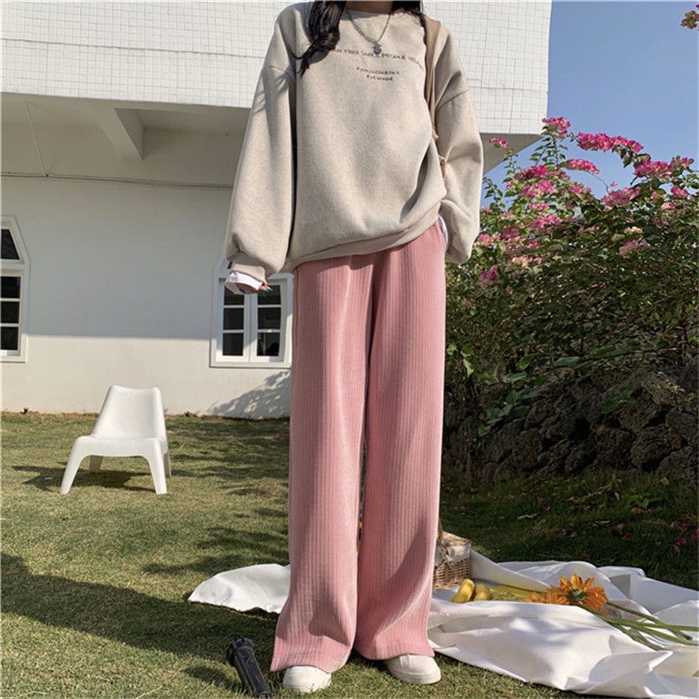 Quần dài ống rộng lưng cao phong cách mới cho nữ