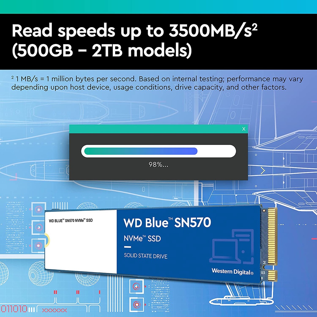 SSD WD Blue SN570 - M.2 2280 PCIe Gen3 x4 - 500GB 1TB