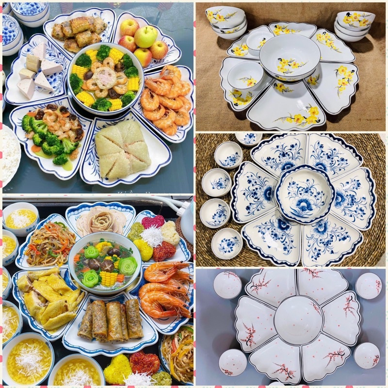 Siêu phẩm Hoa Mặt Trời-gốm sứ Bát Tràng bộ đồ bàn ăn,mâm cơm cúng ngày tết,mồng 1,ngày rằm.full mẫu cho khách lựa chọn