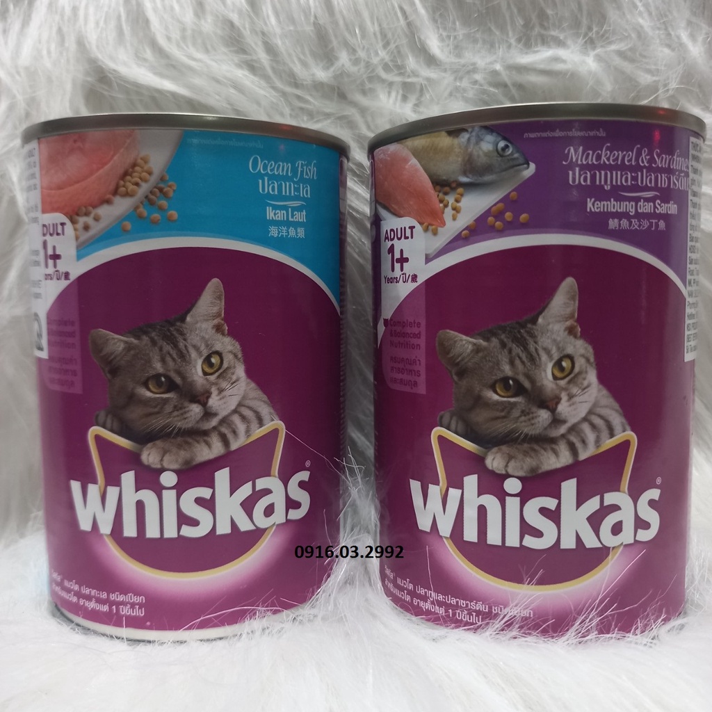 Pate cho mèo Whiskas lon 400gr, Pate cho mèo trưởng thành Whiskas