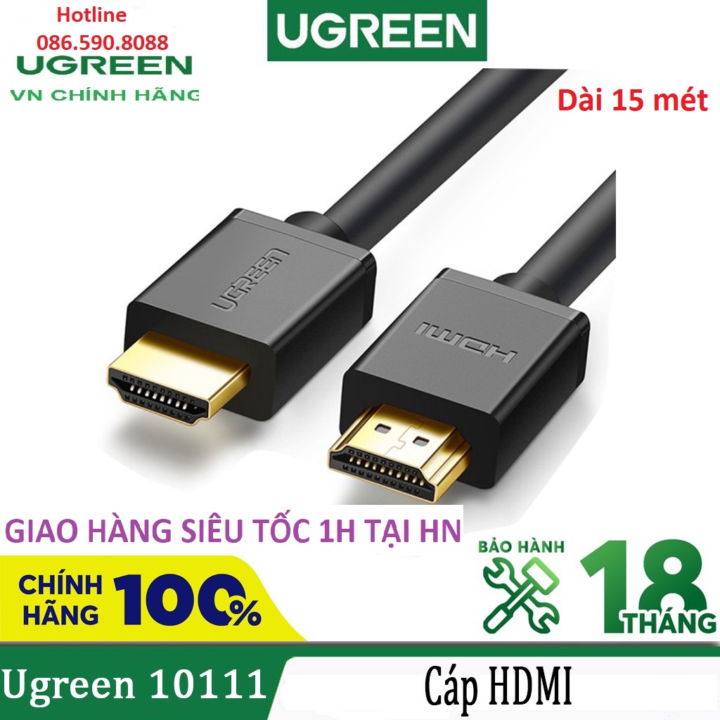 Cáp HDMI dài 15M cao cấp hỗ trợ Ethernet + 1080p@60hz HDMI Ugreen 10111 - Chính hãng bảo hành 18 tháng