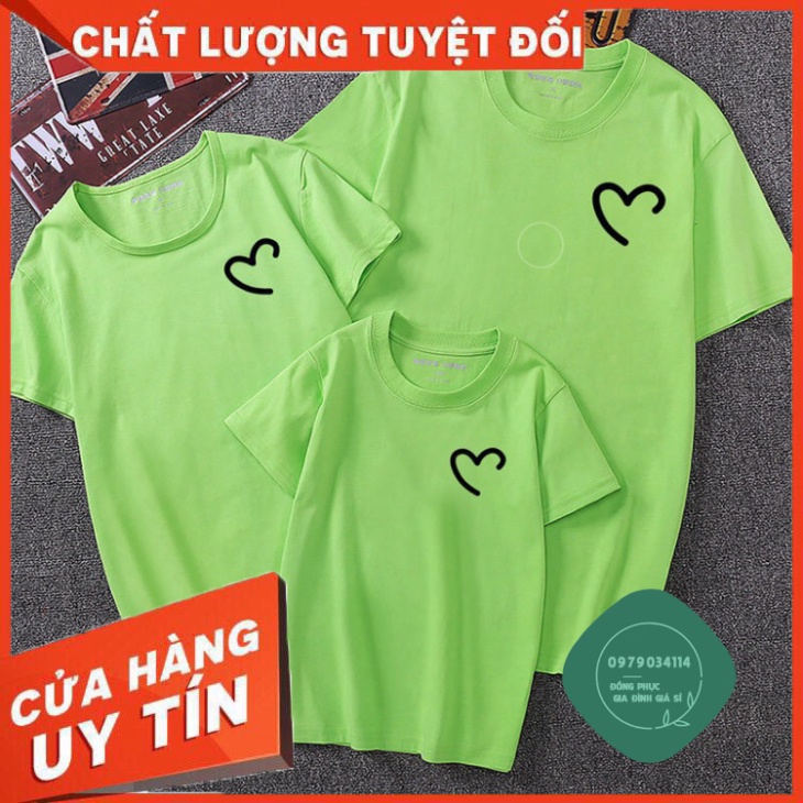 Áo thun giá sỉ Áo Thun Gia Đình Màu Đỏ In Logo Trái Tim
