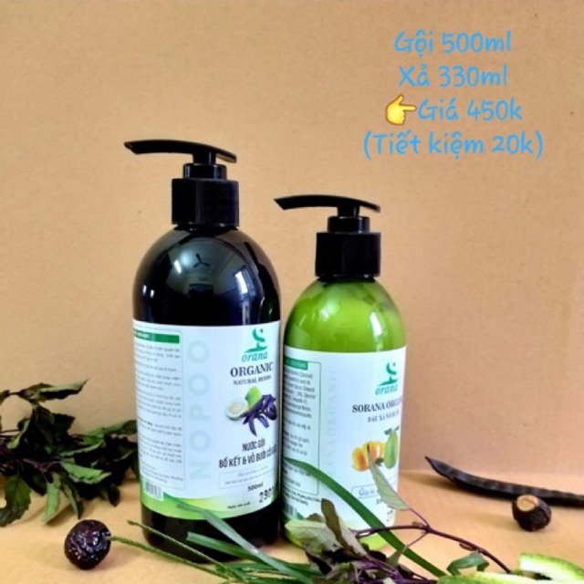 Combo gội 500ml xả 300ml Sorana Organic