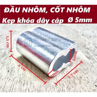 Đầu nhôm cốt nhôm khóa dây cáp [ Ø 5mm ]