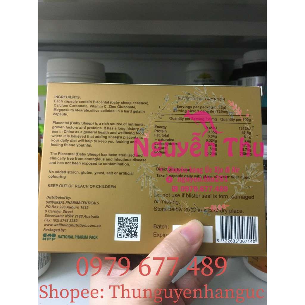 Nhau Thai Cừu Maxi Placental 50000mg Úc