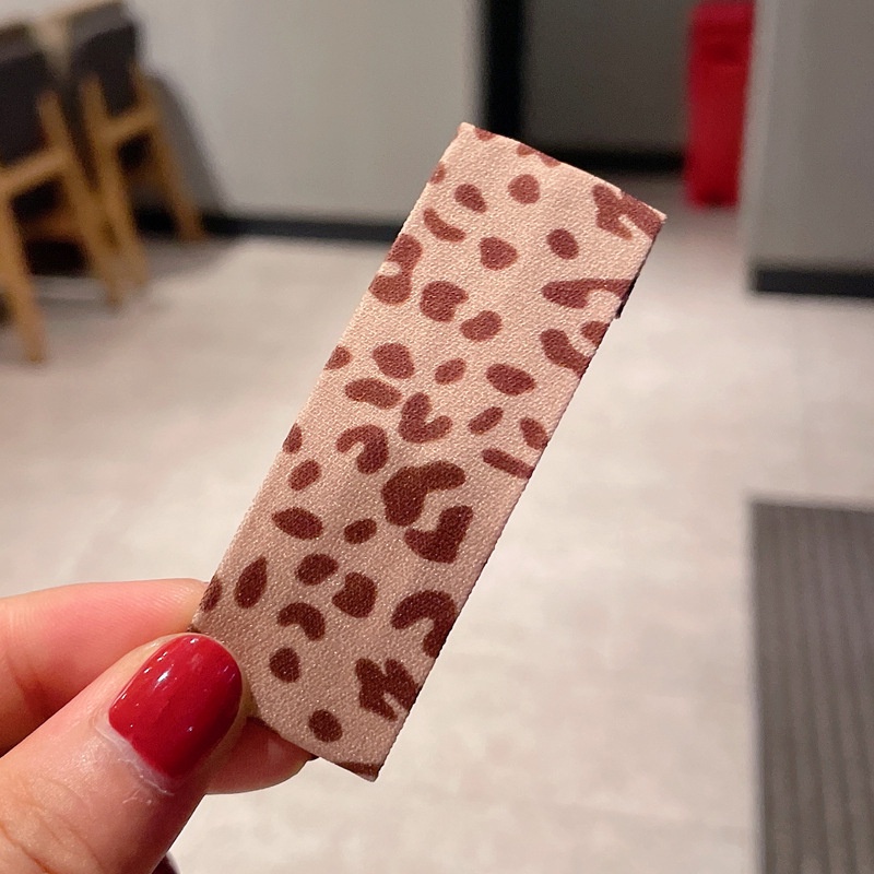 Kẹp tóc vải hình vuông họa tiết da báo phong cách retro thời trang thu đông mới