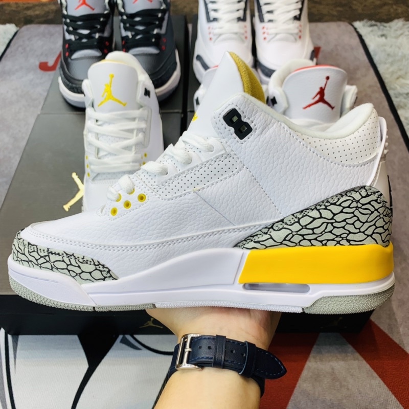 Giày thể thao sneaker jordan 3 laser orange da lộn hàng TC