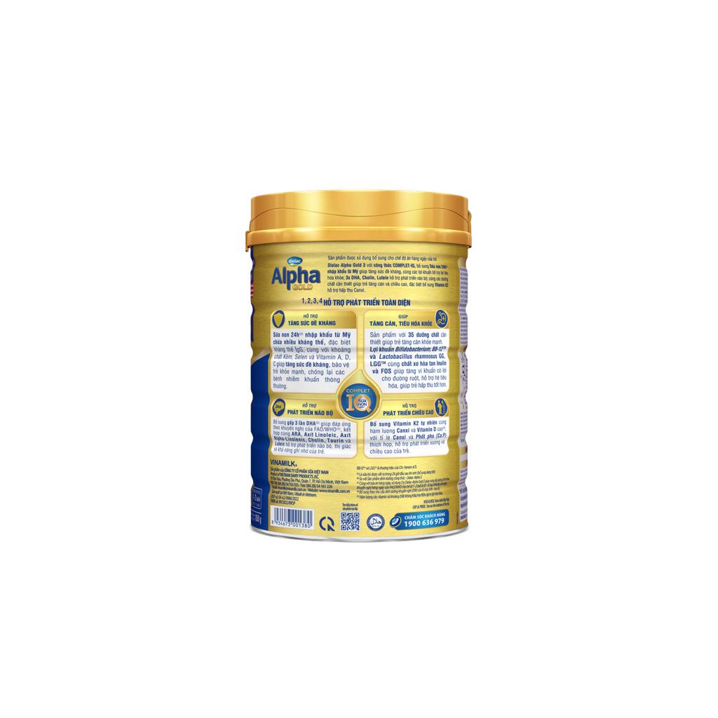 Sữa bột Dielac Alpha Gold 3 - Hộp thiếc 850g