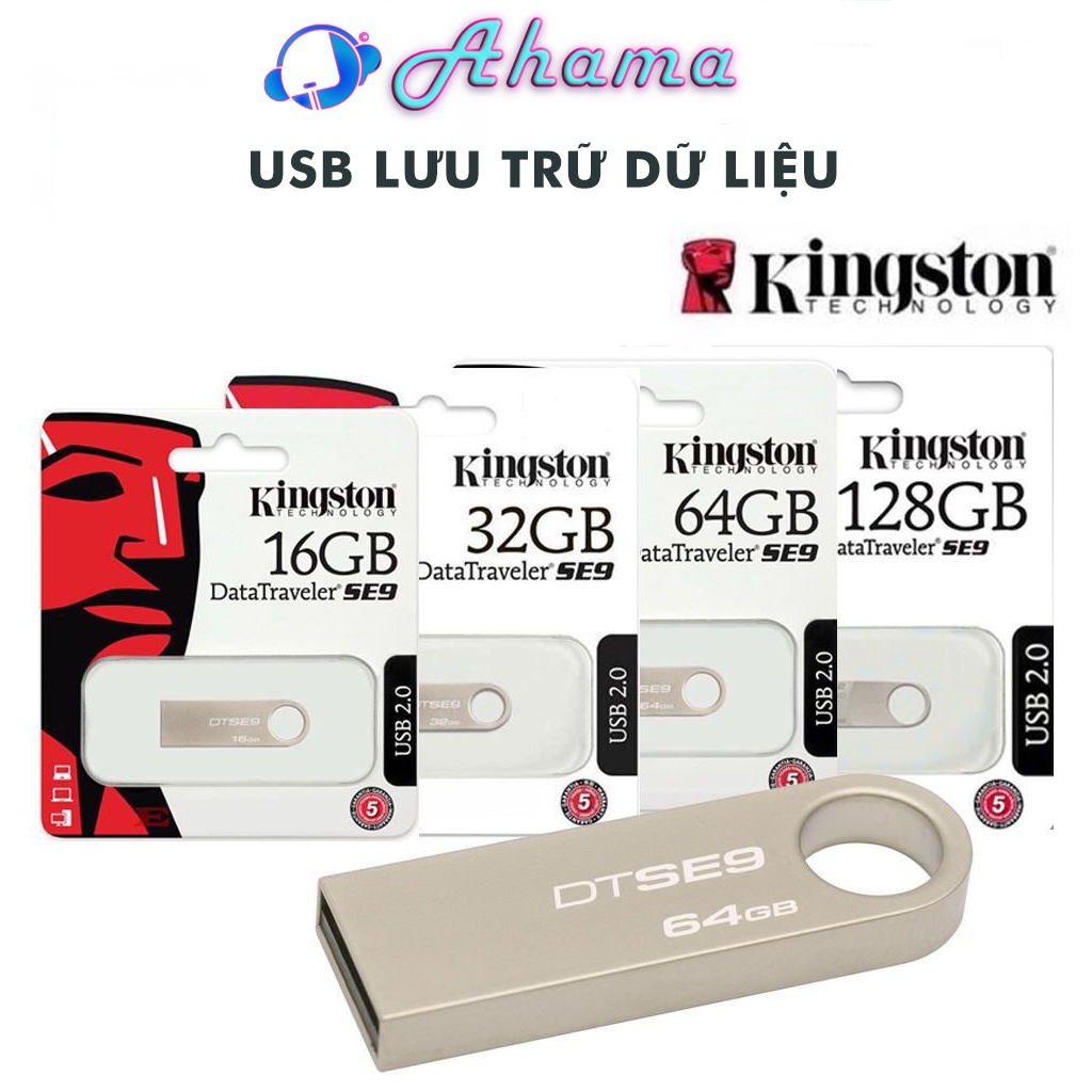 USB Kingston 64Gb/32Gb/16Gb/8Gb/4Gb/2Gb USB 2.0 3.0 SE 9 chống nước thiết kế nhỏ gọn Bảo hành 12 tháng