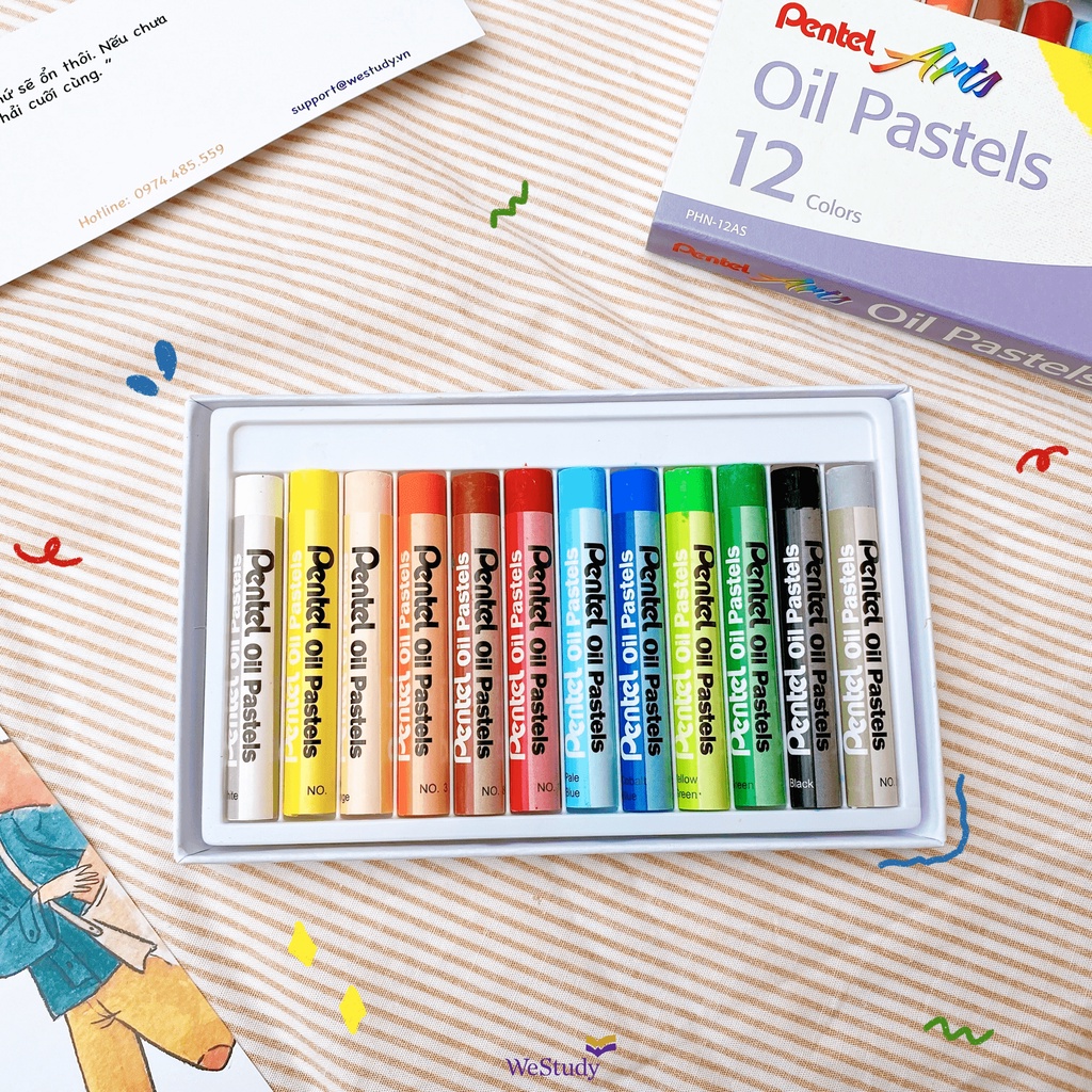 Hộp màu sáp dầu Pentel  - TẶNG KÈM BOOKMARKS