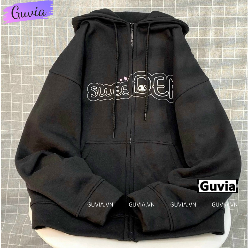 Áo Khoác Nỉ Hoodie SWEEDER Nam Nữ Ulzzang Unisex Tay Rộng Dây Kéo Form Rộng GUVIA