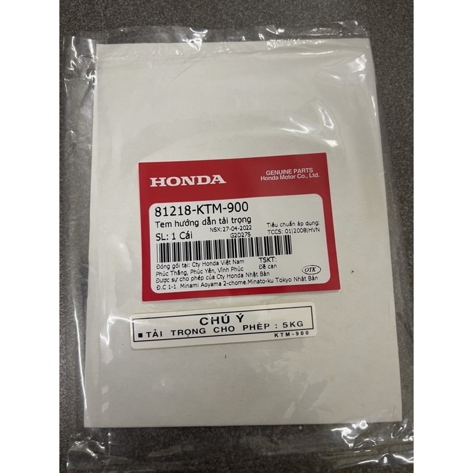 tem thông số thùng đồ xe future neo future x future 2 hàng chính hãng 81218KTM900 87506KTM900