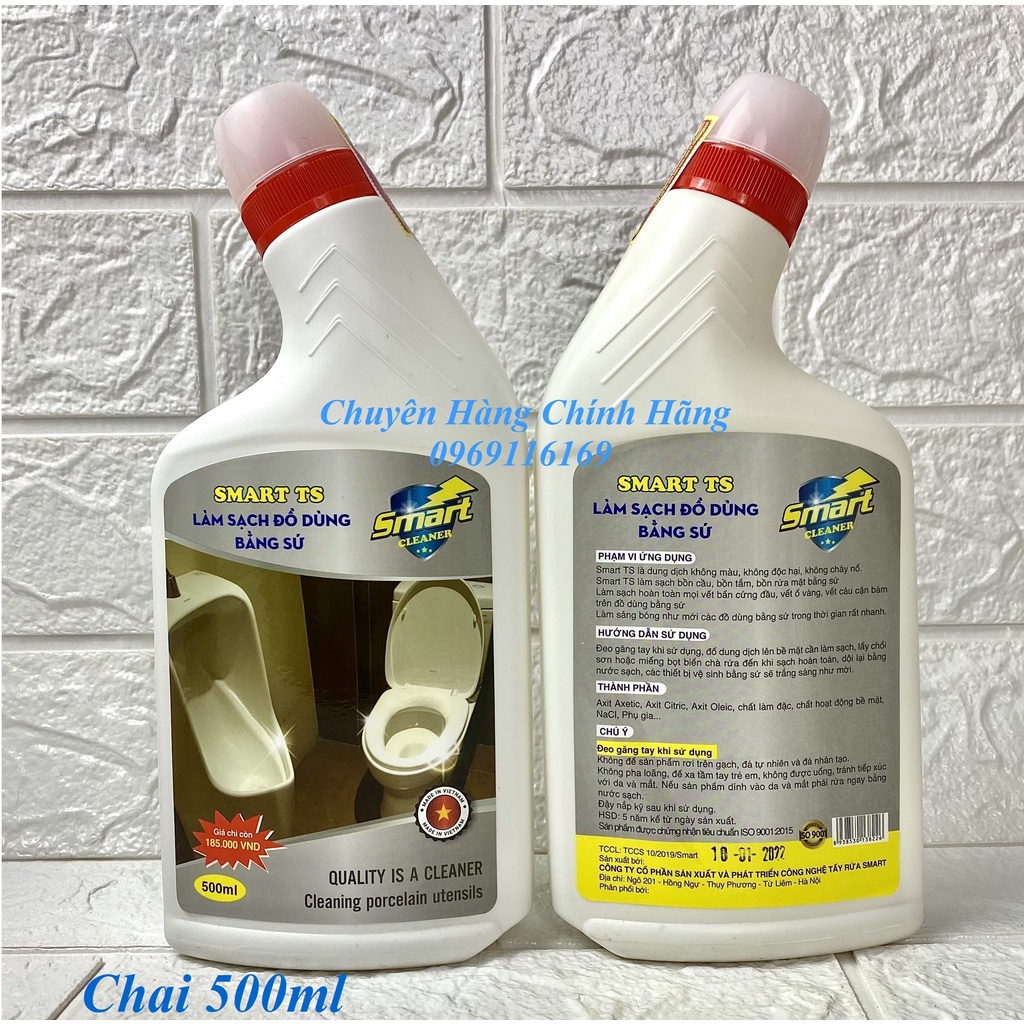 Nước tẩy rửa ĐỒ DÙNG BẰNG SỨ SMART CLEANER 300ml / 500ml - Chất tẩy bồn cầu, bồn tắm, lavabo sạch nhanh không hỏng men