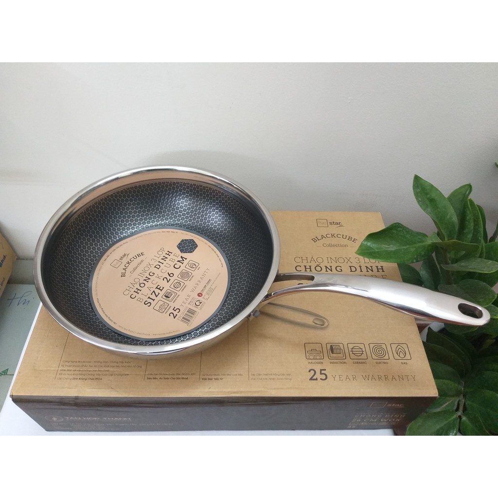 Chảo chống dính Black Cube Fivestar sâu lòng hàng chính hãng size 20-22-24-26-28 đùng được với mọi loại bếp
