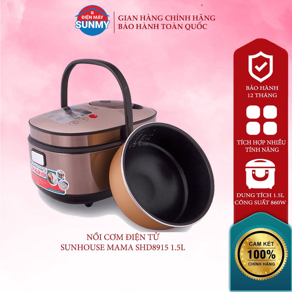 Nồi Cơm Điện Tử Sunhouse Mama SHD8915 1.5 Lít