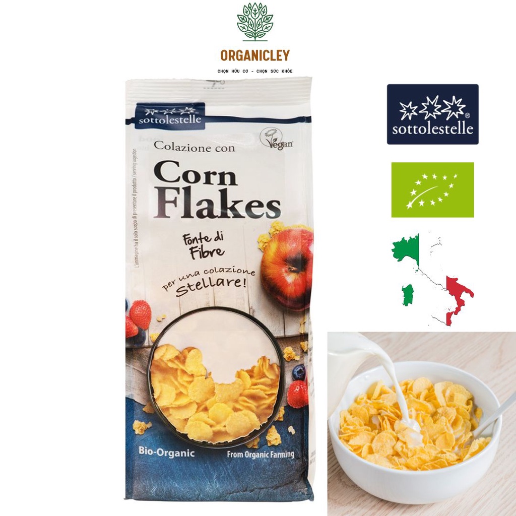 Ngũ Cốc Hữu Cơ Bắp Ngô Cán Dẹp Sottolestelle Organic Corn Flakes 250g - Ngũ Cốc Dinh Dưỡng - Ngũ Cốc Ăn Liền