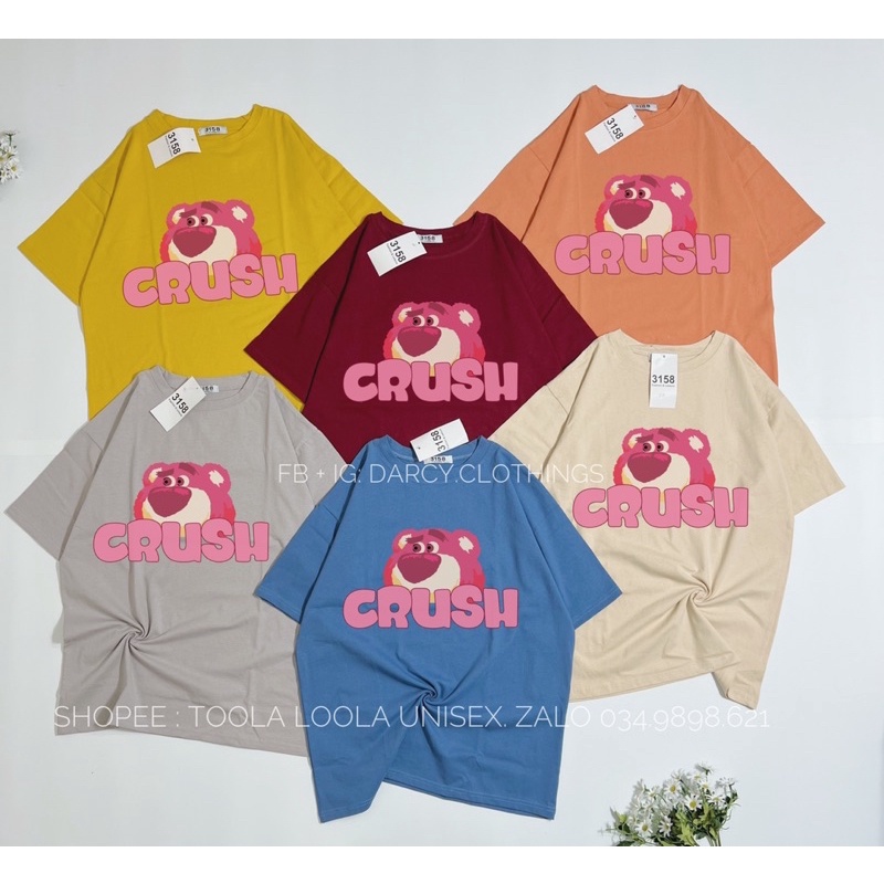 áo thun 3158 cotton khô ✨ FREESHIP ✨ gấu hồng crush lớn áo thun QC unisex nam nữ