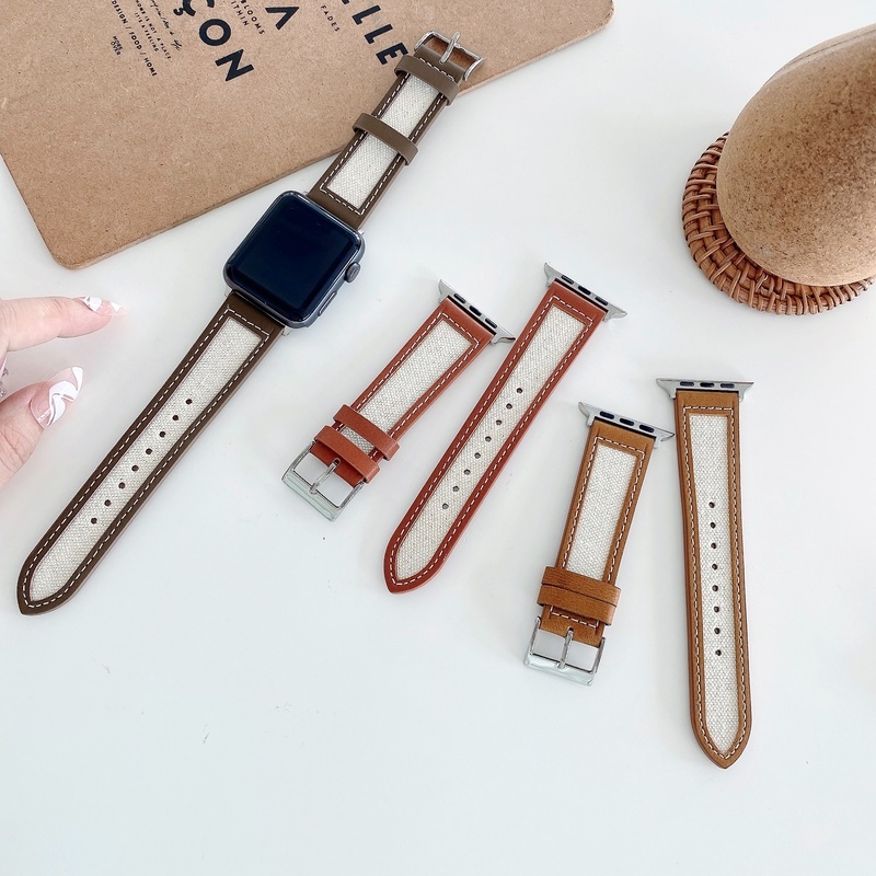 Dây đeo da thanh lịch thích hợp cho đồng hồ thông minh Apple Watch Series 7 6 SE 5 4 3 40mm 44mm 38mm 42mm 41mm