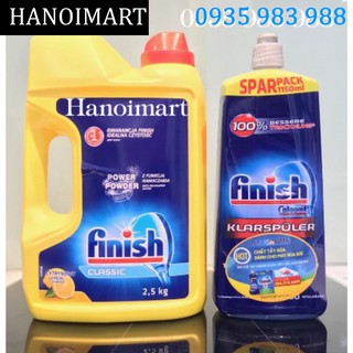 Combo Bột rửa bát Finish 2.5kg + Nước làm Bóng 1150ml