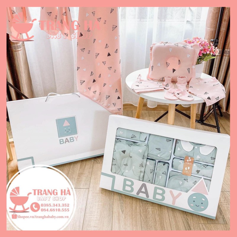 🎁𝑯𝑶̣̂𝑷 𝑸𝑼𝑨̀ 𝑻𝑨̣̆𝑵𝑮🎁 Set Đồ Sơ Sinh Quà Tặng Cho Bé 22 Chi Tiết Coton Mùa Hè Có Hộp Sang Chảnh💓Quà Tặng Đầy Tháng Cho Bé