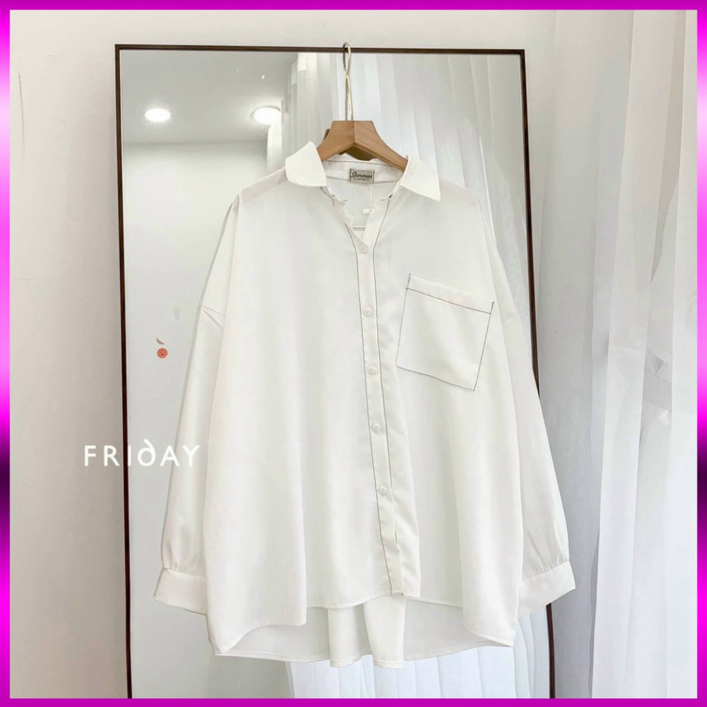 áo sơ mi nữ trắng chỉ nổi freeship 50k