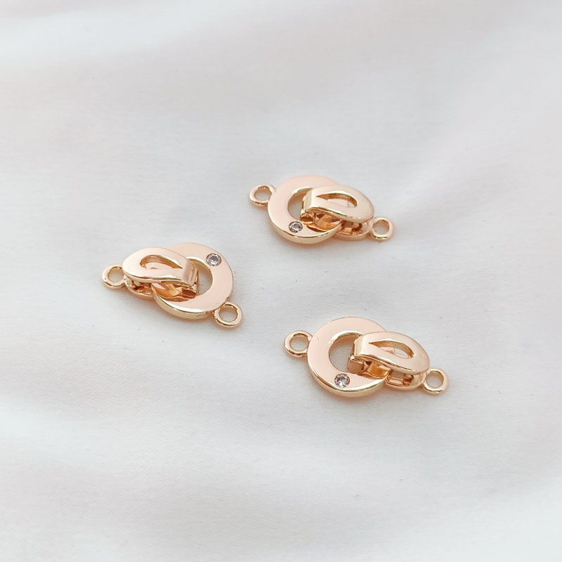 Khóa Cài Tròn Bằng Đồng Mạ Vàng 14K Đính Đá Zircon Nhiều Màu Sắc Tự Làm Vòng Tay / Dây Chuyền DIY