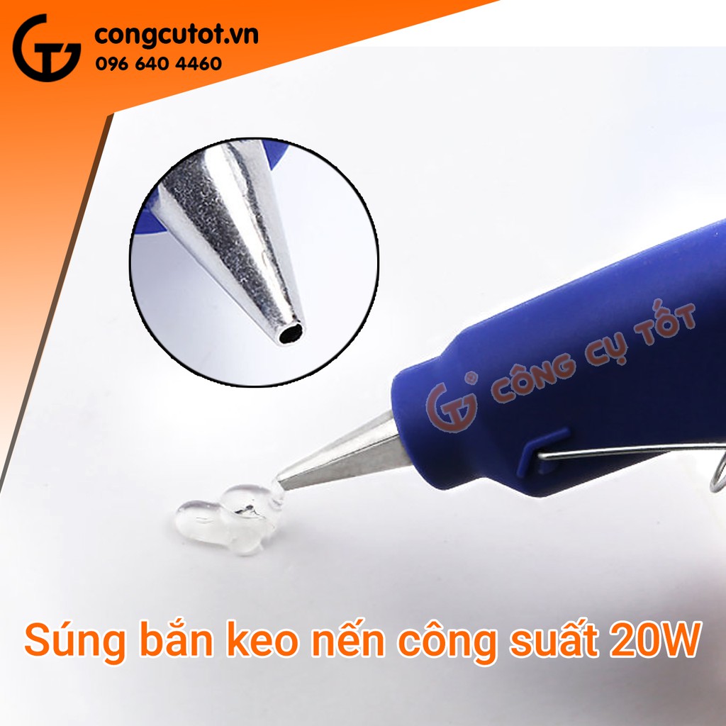 Súng kéo nến bé 20W tặng 10 cây keo nến vàng tươi trong