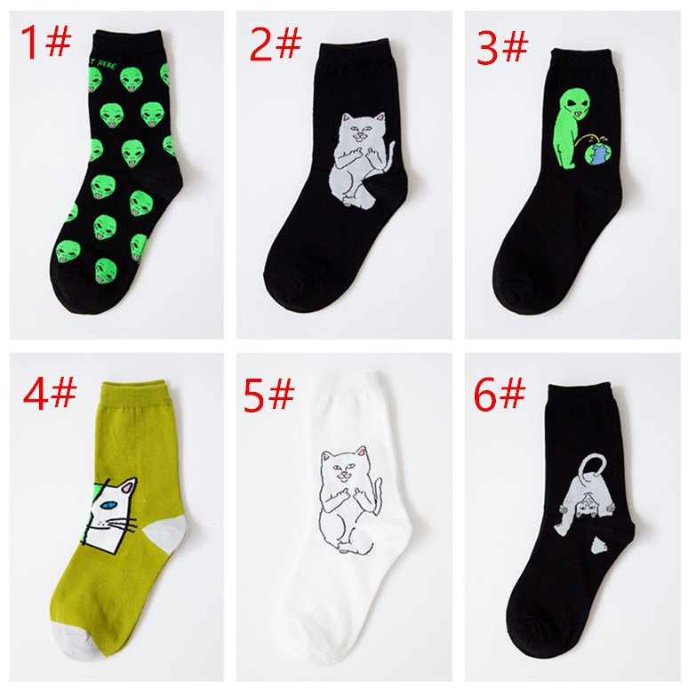 Vớ cotton cổ cao hình người ngoài hành tinh, chú mèo