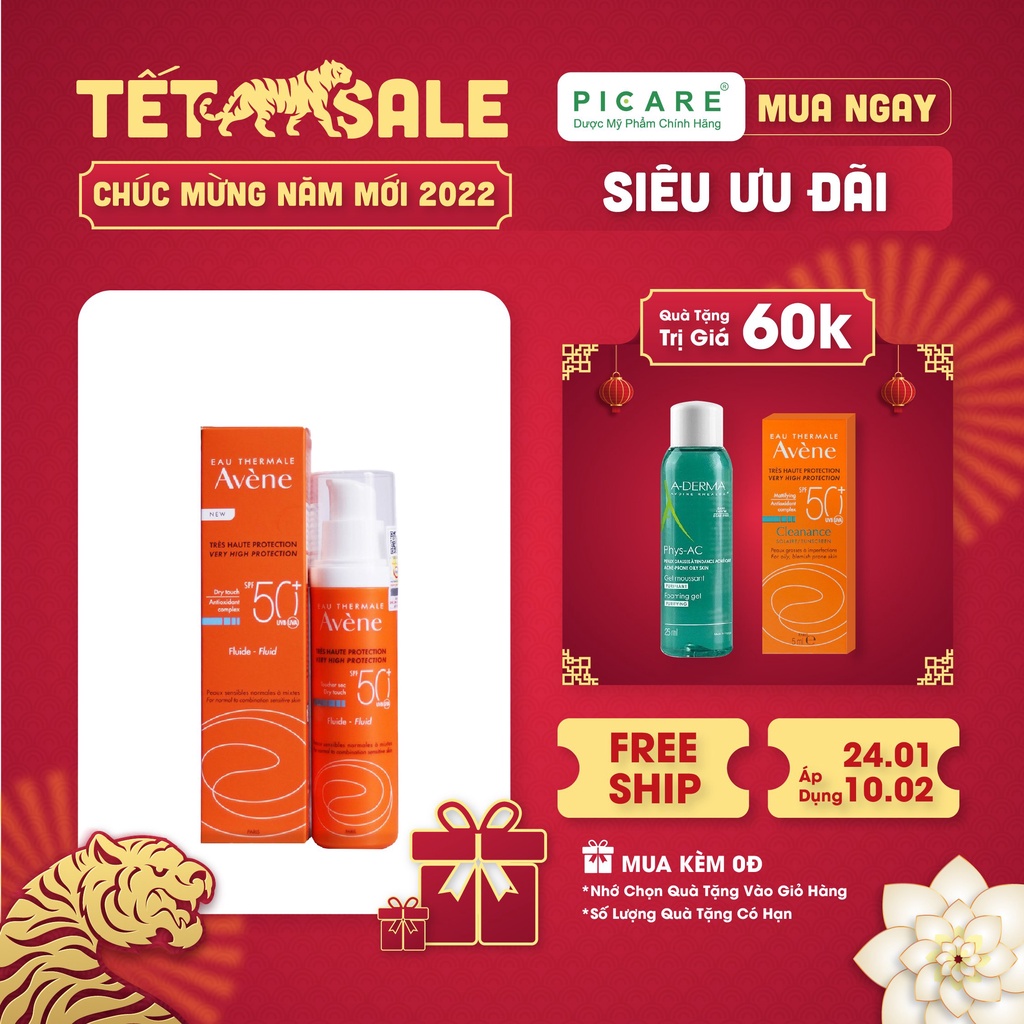Kem chống nắng cho da thường, da hỗn hợp Avene Protection Fluid SPF50+ 50ml