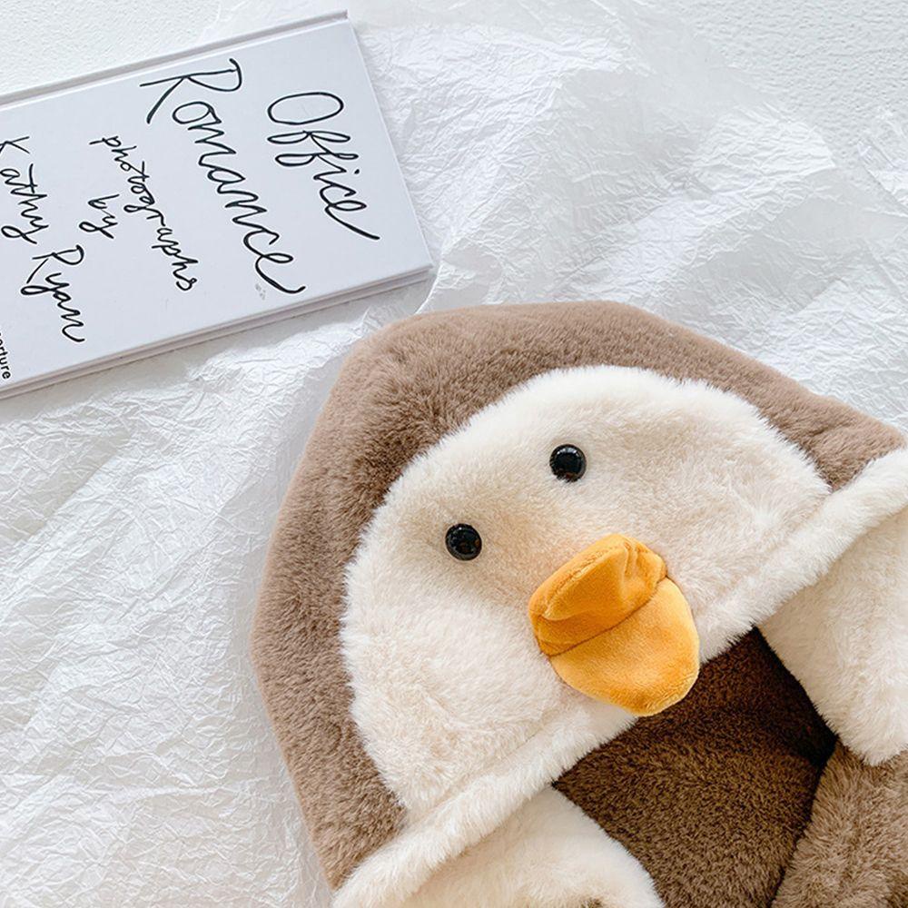 Fisher1 Mũ Lưỡi Trai Hình Chim Cánh Cụt Bằng Lông Nhung Màu Trơn Kèm Khăn Choàng Thời Trang Hàn Quốc Độ