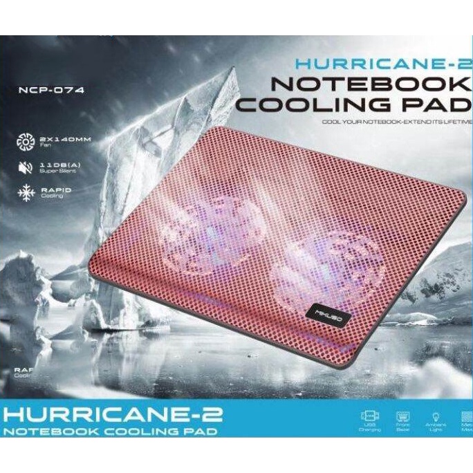 Đế tải nhệt Mikuso Hurricane 2 NCP-074 -(Quạt 2x140mm, Siêu im lặng, Làm mát nhanh,Cho chơi game /Gia đình /Cơ qua,