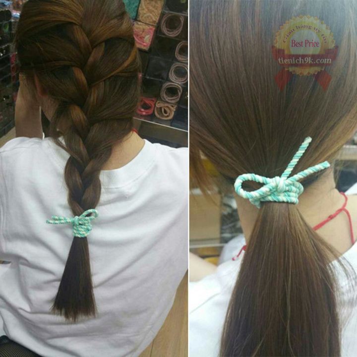 Chun buộc tóc đôi bện 2 màu kép sang trọng vintage dễ thương