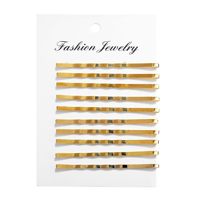 Kẹp Tóc Mái Bằng Kim Loại Màu Vàng Kim Một Chữ Một Bên Gợn Sóng Tối Giản Cl