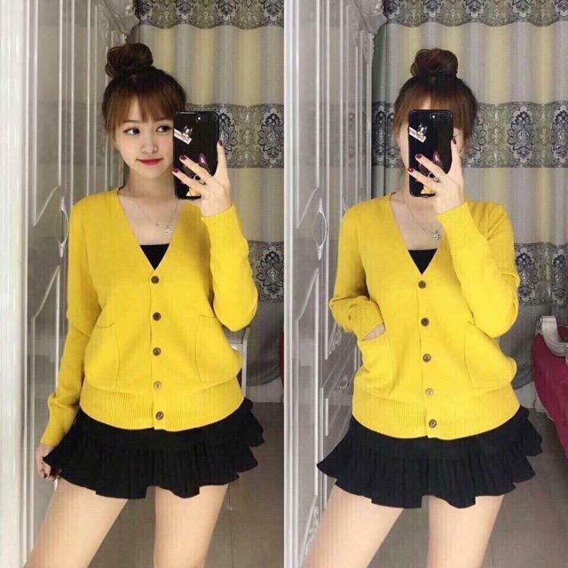 Áo len cardigan dáng ngắn khuy gỗ hàng sịn Quảng Châu | BigBuy360 - bigbuy360.vn