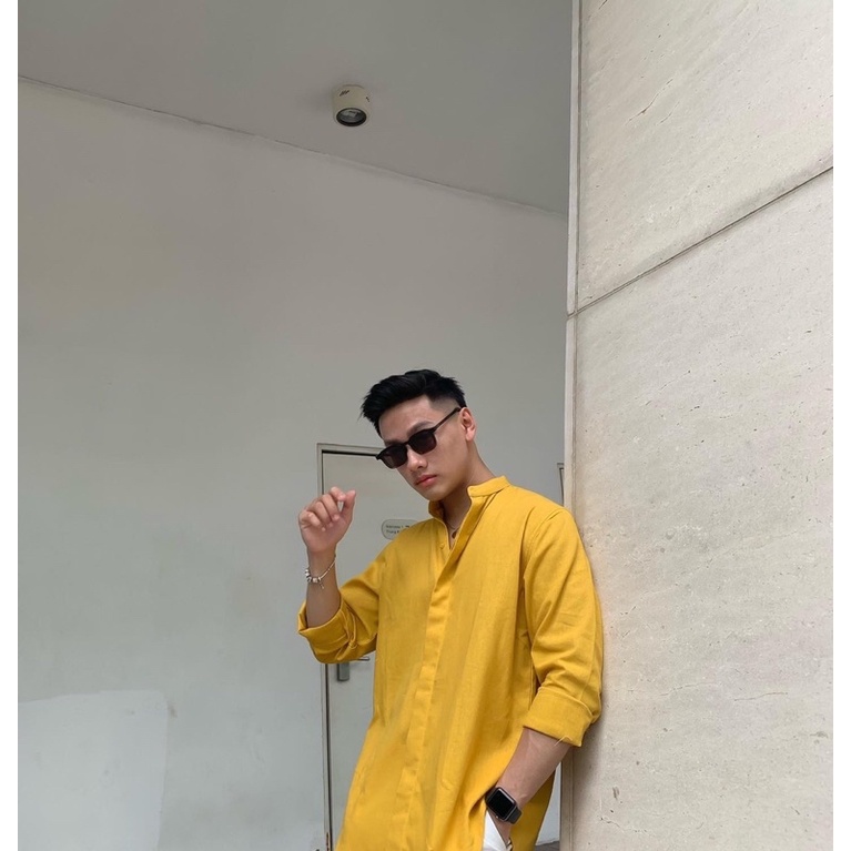 ÁO SƠ MI TAY DÀI LINEN CỔ TRỤ