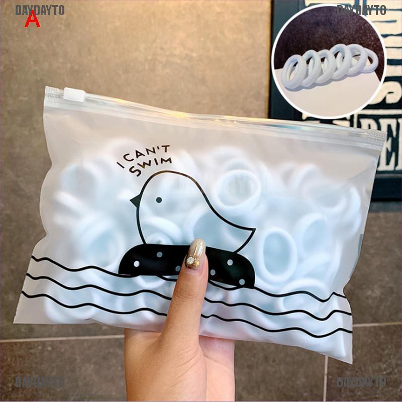 Set 50 / 100 Dây Cột Tóc Co Giãn Màu Trơn Dành Cho Nữ